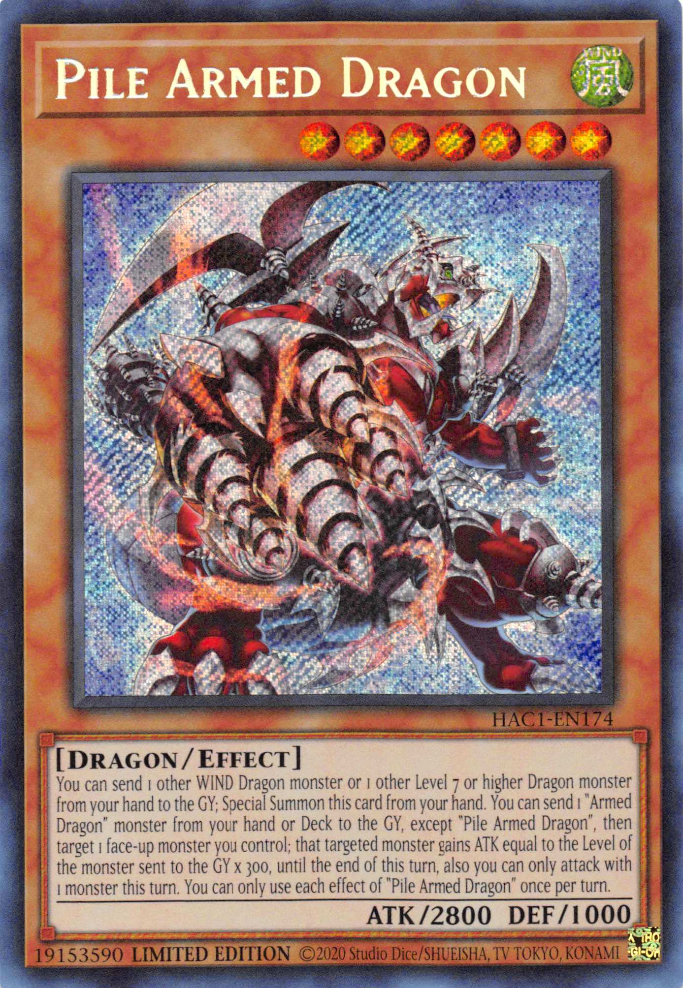 Pile Armed Dragon [HAC1-EN174] Secret Rare | Exor Games Dartmouth