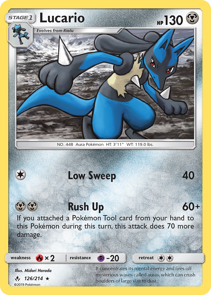 Lucario (126/214) [Sun & Moon: Unbroken Bonds] | Exor Games Dartmouth