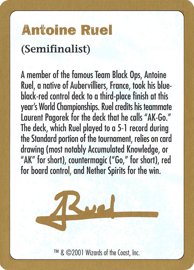 Antoine Ruel Bio [World Championship Decks 2001] | Exor Games Dartmouth