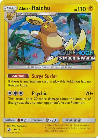 Alolan Raichu (SM72) (Staff Prerelease Promo) [Sun & Moon: Black Star Promos] | Exor Games Dartmouth