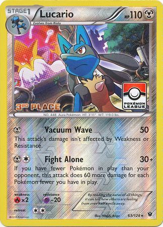 Lucario (63/124) (League Promo 3rd Place) [XY: Fates Collide] | Exor Games Dartmouth