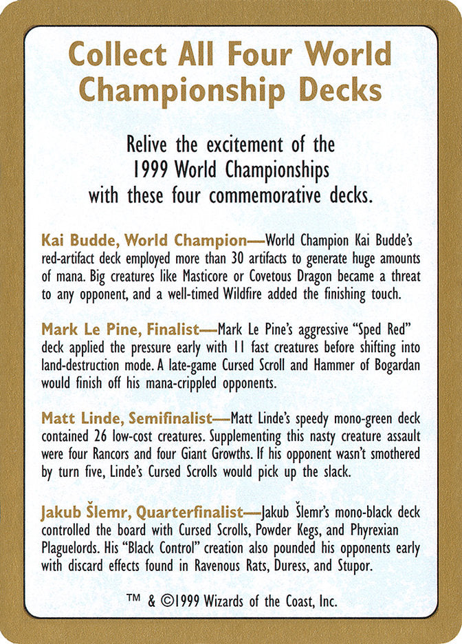 1999 World Championships Ad [World Championship Decks 1999] | Exor Games Dartmouth