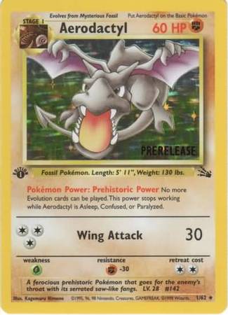 Aerodactyl (1/62) (Prerelease Promo) [Fossil 1st Edition] | Exor Games Dartmouth