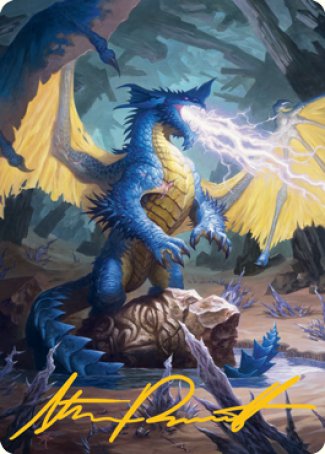 Blue Dragon Art Card (Gold-Stamped Signature) [Dungeons & Dragons: Adventures in the Forgotten Realms Art Series] | Exor Games Dartmouth