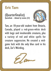 1996 Eric Tam Biography Card [World Championship Decks] | Exor Games Dartmouth