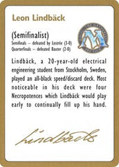 1996 Leon Lindback Biography Card [World Championship Decks] | Exor Games Dartmouth