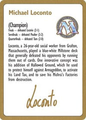 1996 Michael Loconto Biography Card [World Championship Decks] | Exor Games Dartmouth