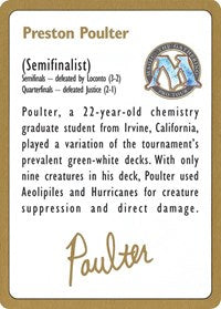 1996 Preston Poulter Biography Card [World Championship Decks] | Exor Games Dartmouth