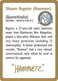 1996 Shawn "Hammer" Regnier Biography Card [World Championship Decks] | Exor Games Dartmouth