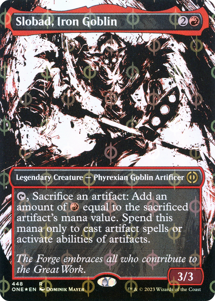 Slobad, Iron Goblin (Borderless Ichor Step-and-Compleat Foil) [Phyrexia: All Will Be One] | Exor Games Dartmouth