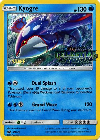 Kyogre (SM129) (Staff Prerelease Promo) [Sun & Moon: Black Star Promos] | Exor Games Dartmouth