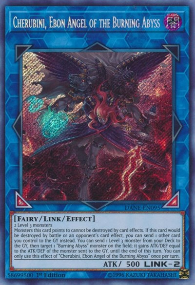 Cherubini, Ebon Angel of the Burning Abyss [DANE-EN095] Secret Rare | Exor Games Dartmouth