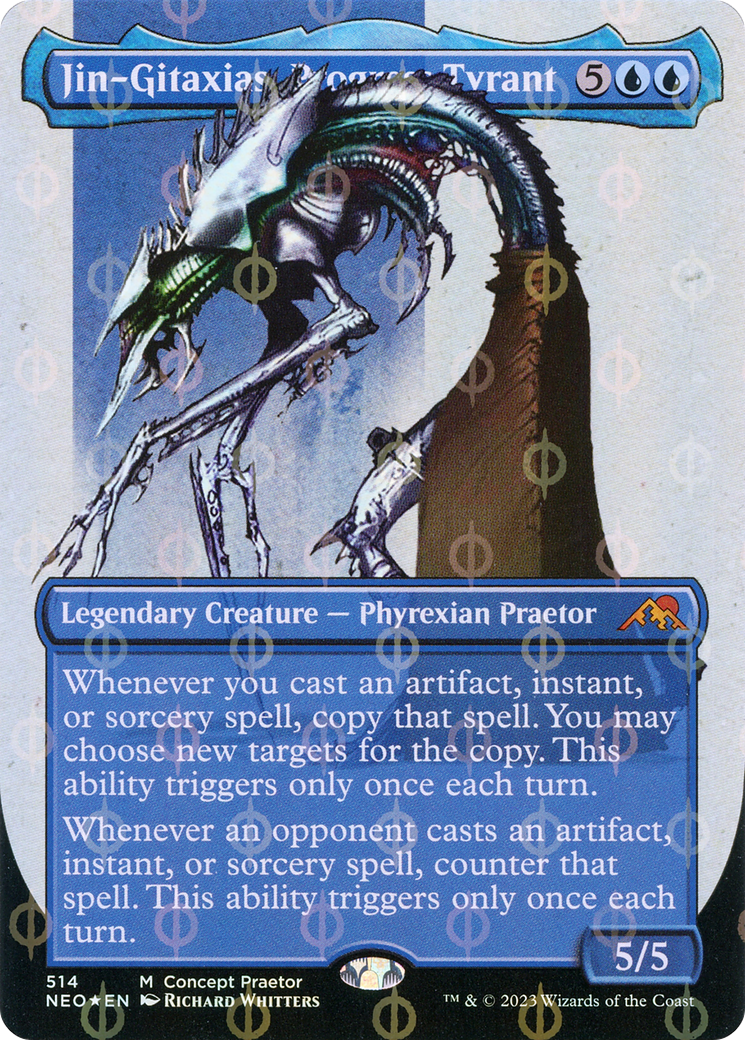 Jin-Gitaxias, Progress Tyrant (Borderless Concept Praetors Step-and-Compleat Foil) [Phyrexia: All Will Be One] | Exor Games Dartmouth