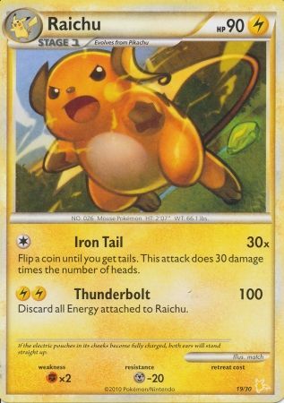 Raichu (19/30) [HeartGold & SoulSilver: Trainer Kit - Raichu] | Exor Games Dartmouth