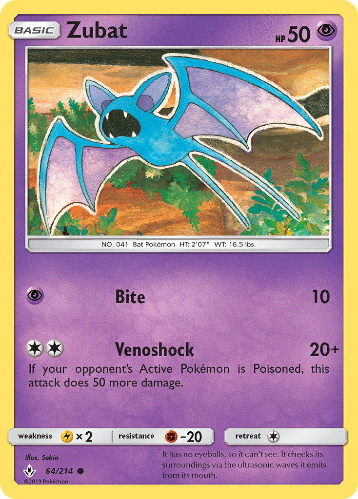 Zubat (64/214) [Sun & Moon: Unbroken Bonds] | Exor Games Dartmouth