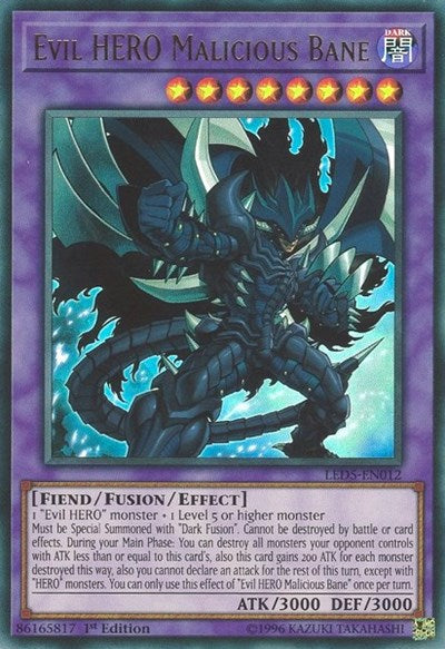 Evil HERO Malicious Bane [LED5-EN012] Ultra Rare | Exor Games Dartmouth