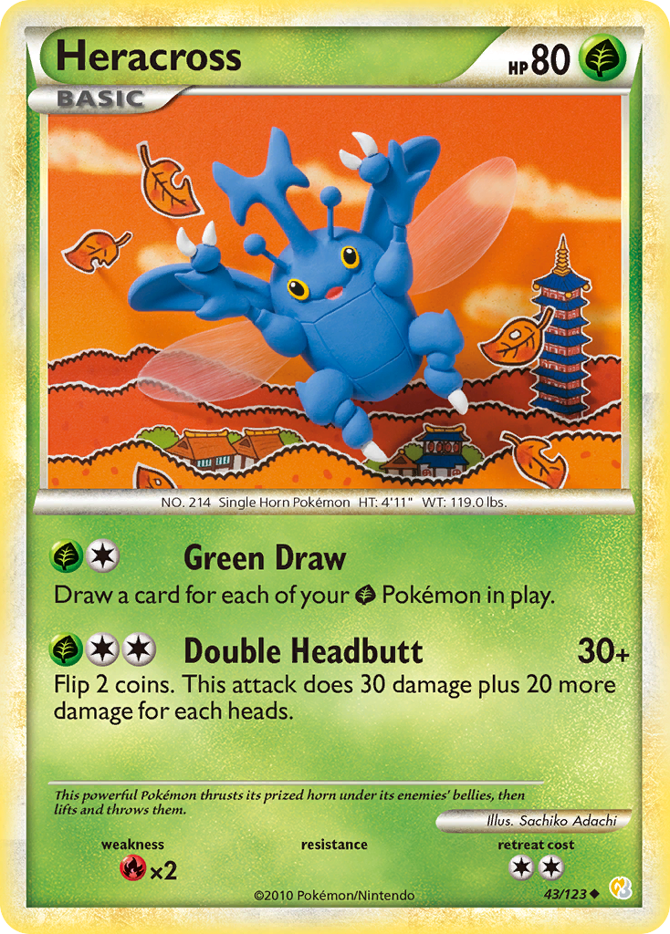 Heracross (43/123) [HeartGold & SoulSilver: Base Set] | Exor Games Dartmouth
