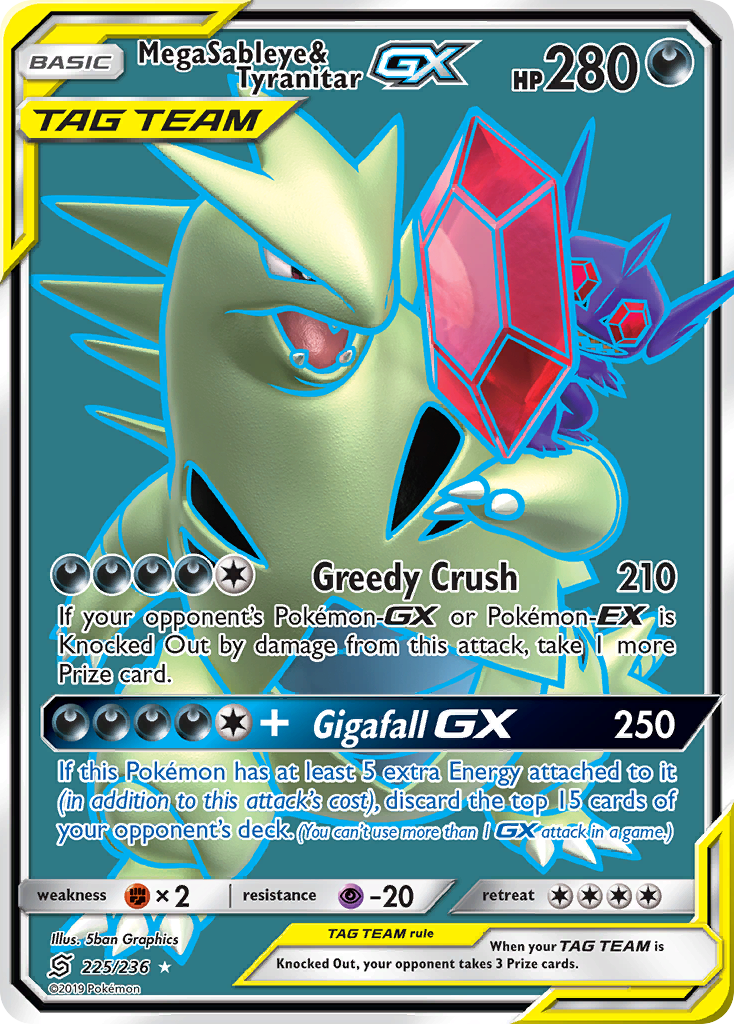 Mega Sableye & Tyranitar GX (225/236) [Sun & Moon: Unified Minds] | Exor Games Dartmouth