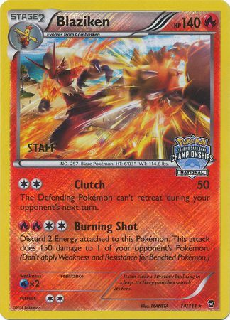 Blaziken (14/111) (Staff National Championship Promo) [XY: Furious Fists] | Exor Games Dartmouth