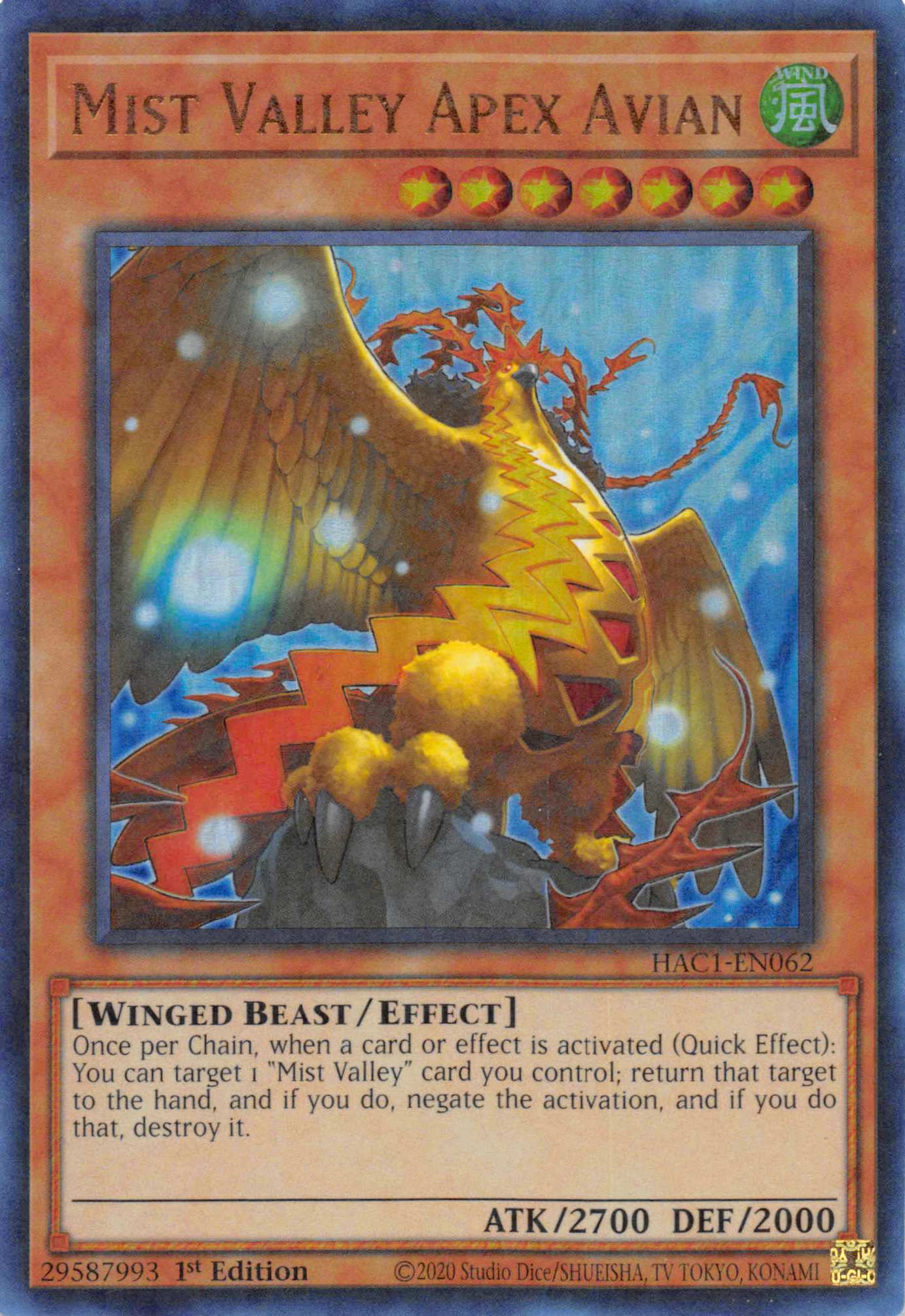 Mist Valley Apex Avian (Duel Terminal) [HAC1-EN062] Parallel Rare | Exor Games Dartmouth
