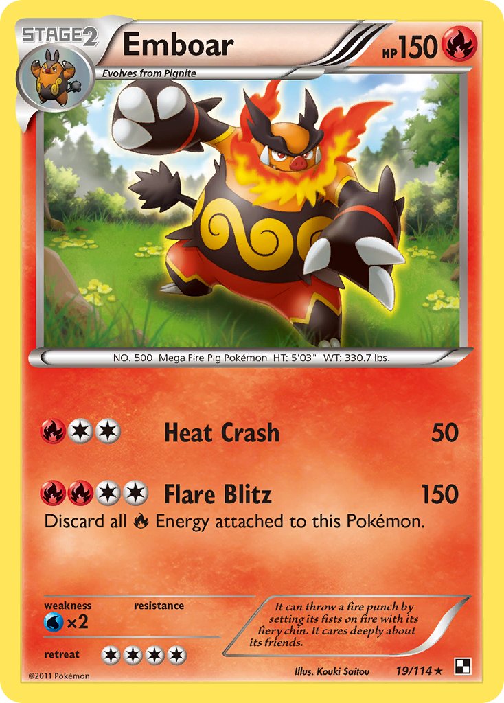 Emboar (19/114) (Cracked Ice Holo) (Theme Deck Exclusive) [Black & White: Base Set] | Exor Games Dartmouth