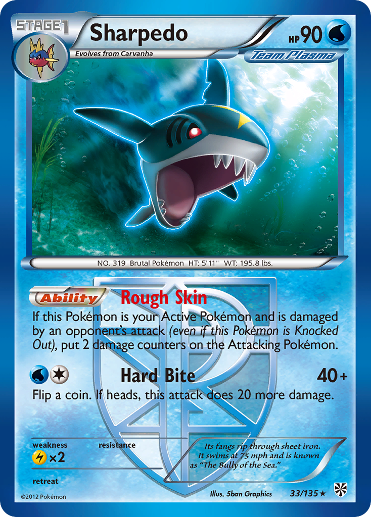 Sharpedo (33/135) [Black & White: Plasma Storm] | Exor Games Dartmouth