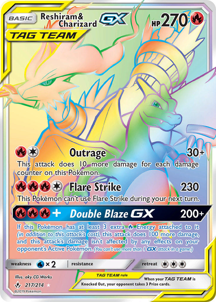 Reshiram & Charizard GX (217/214) [Sun & Moon: Unbroken Bonds] | Exor Games Dartmouth