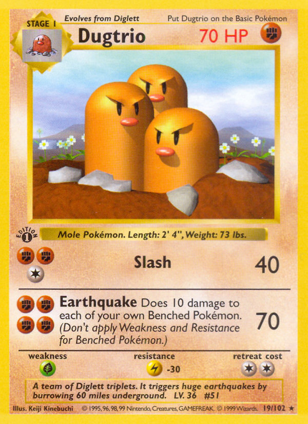 Dugtrio (19/102) (Shadowless) [Base Set 1st Edition] | Exor Games Dartmouth