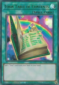 Toon Table of Contents (Green) [LDS1-EN069] Ultra Rare | Exor Games Dartmouth