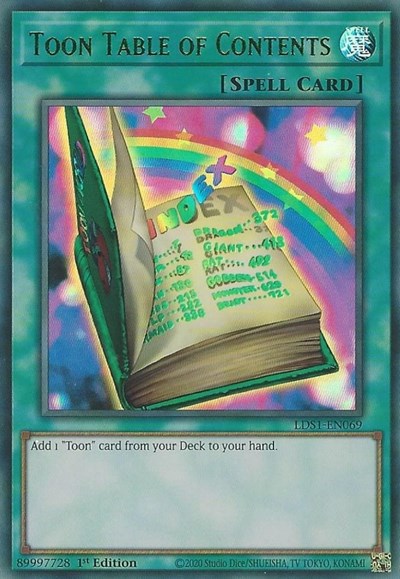 Toon Table of Contents (Green) [LDS1-EN069] Ultra Rare | Exor Games Dartmouth