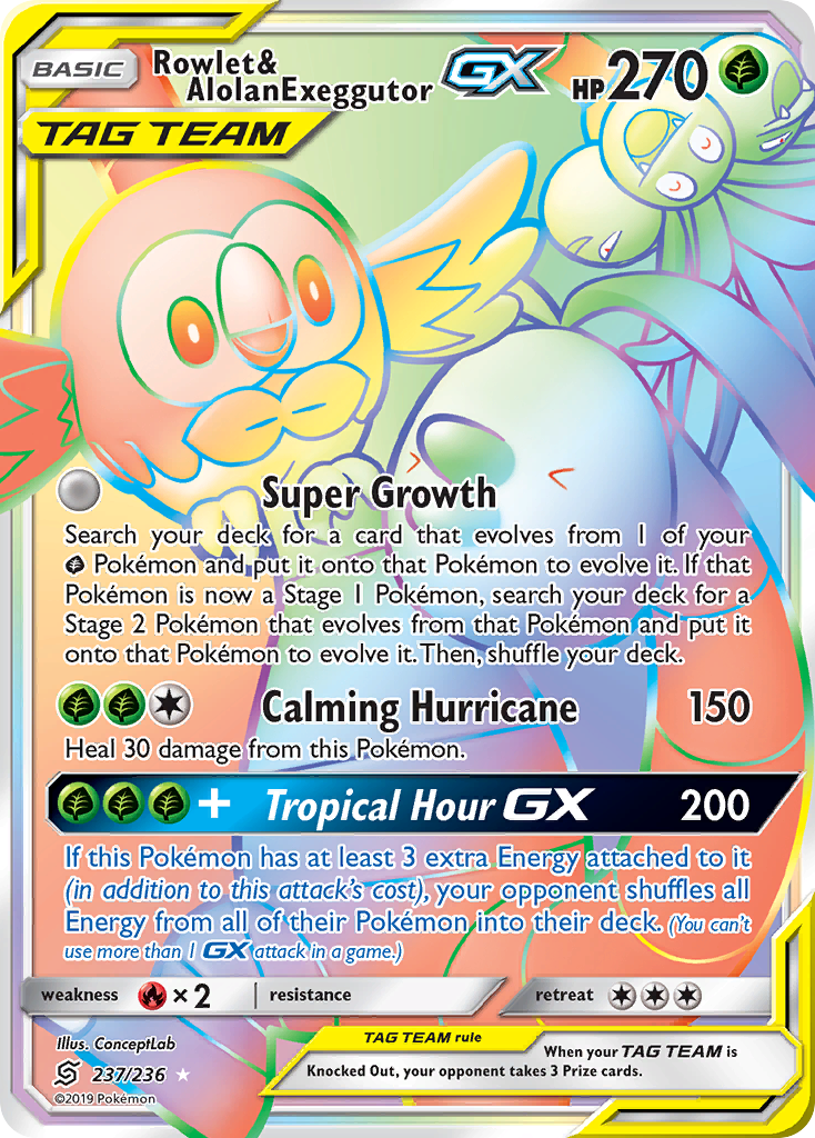 Rowlet & Alolan Exeggutor GX (237/236) [Sun & Moon: Unified Minds] | Exor Games Dartmouth