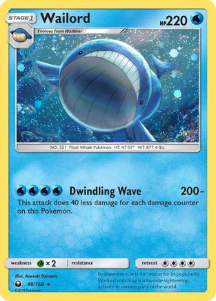 Wailord (40/168) (Cosmos Holo) [Sun & Moon: Celestial Storm] | Exor Games Dartmouth