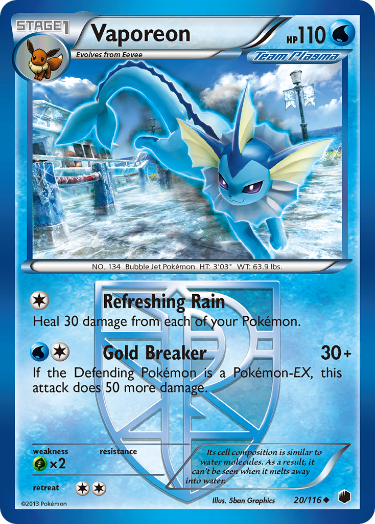 Vaporeon (20/116) [Black & White: Plasma Freeze] | Exor Games Dartmouth