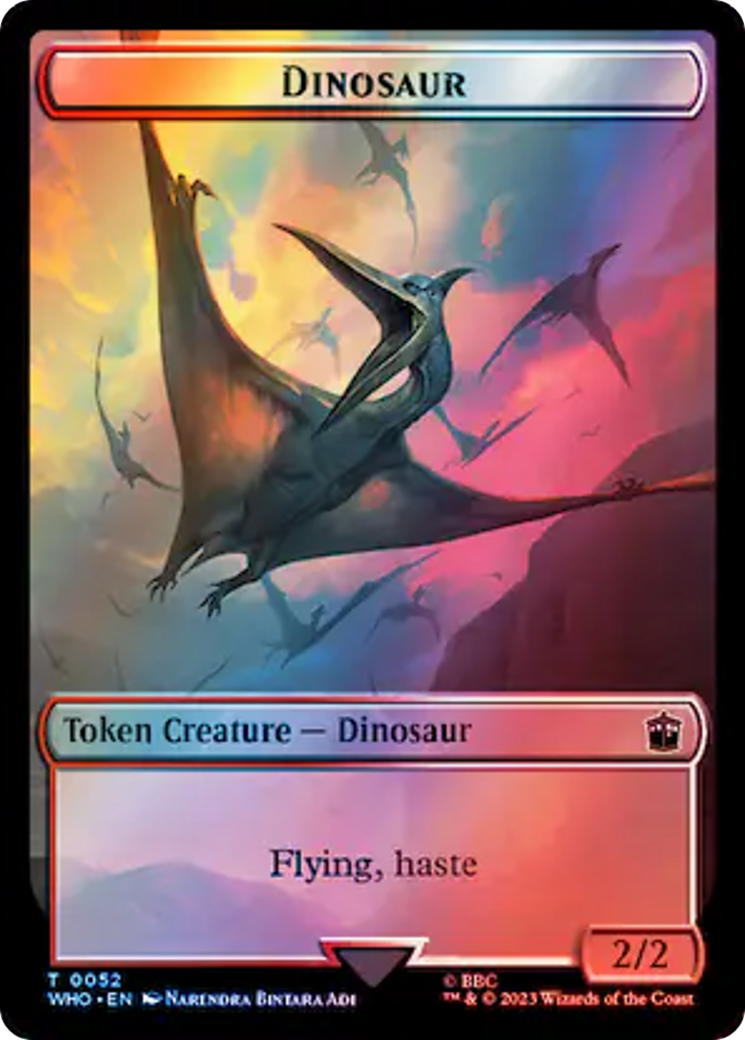 Soldier // Dinosaur Double-Sided Token (Surge Foil) [Doctor Who Tokens] | Exor Games Dartmouth