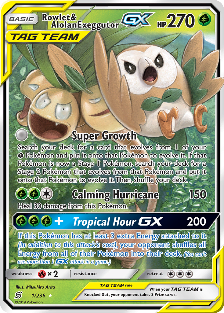 Rowlet & Alolan Exeggutor GX (1/236) [Sun & Moon: Unified Minds] | Exor Games Dartmouth