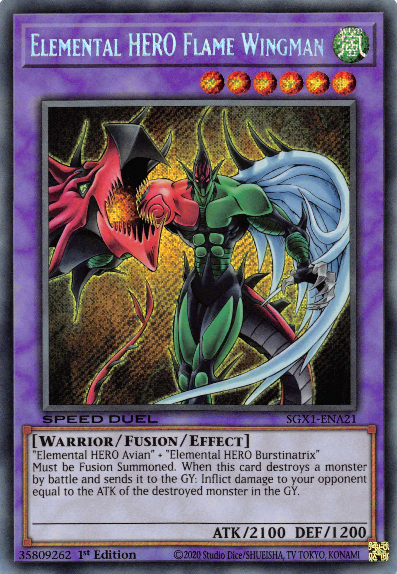 Elemental HERO Flame Wingman [SGX1-ENA21] Secret Rare | Exor Games Dartmouth