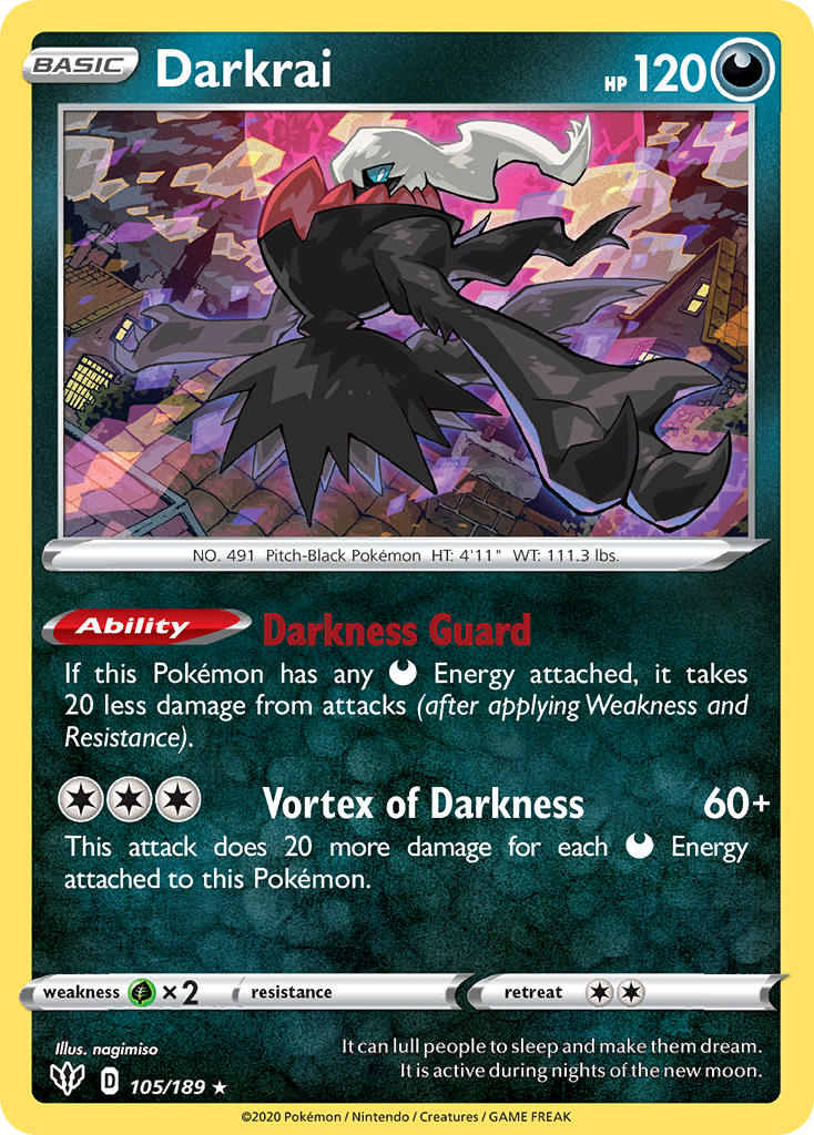 Darkrai (105/189) (Theme Deck Exclusive) [Sword & Shield: Darkness Ablaze] | Exor Games Dartmouth