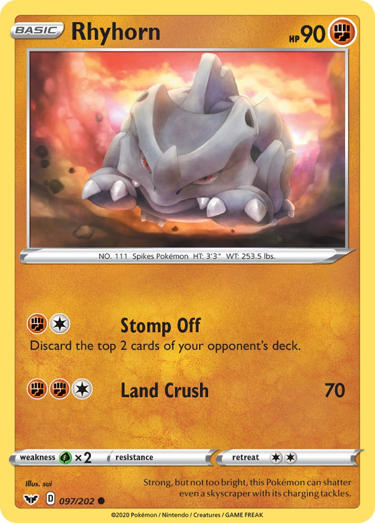 Rhyhorn (097/202) [Sword & Shield: Base Set] | Exor Games Dartmouth