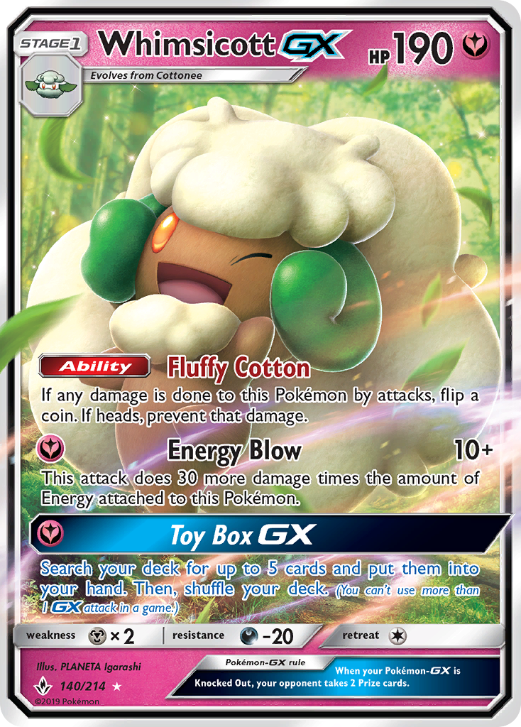 Whimsicott GX (140/214) [Sun & Moon: Unbroken Bonds] | Exor Games Dartmouth