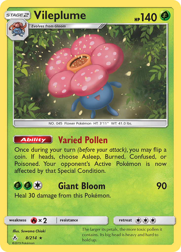 Vileplume (8/214) [Sun & Moon: Unbroken Bonds] | Exor Games Dartmouth