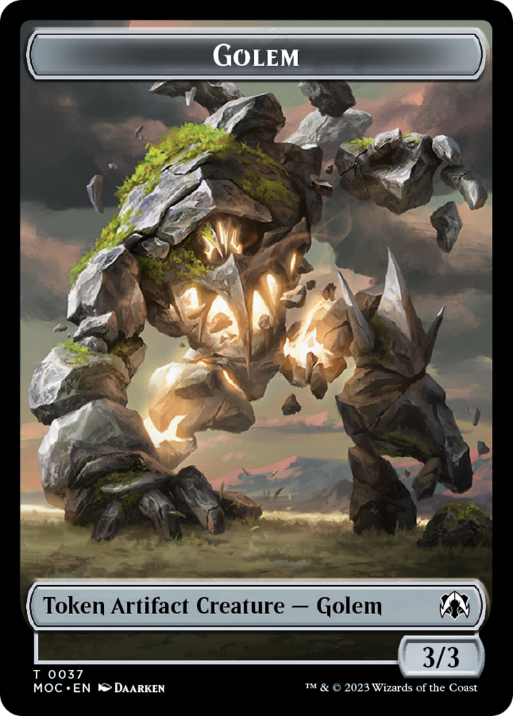 Golem // Clue Double-Sided Token [March of the Machine Commander Tokens] | Exor Games Dartmouth