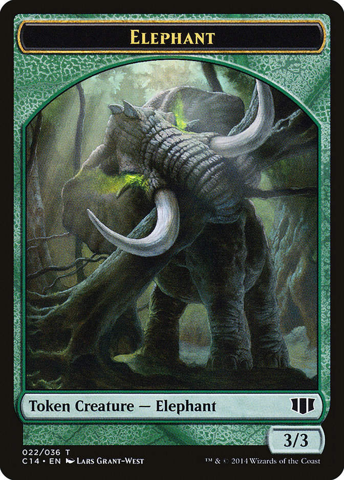 Elephant // Elf Warrior Double-sided Token [Commander 2014 Tokens] | Exor Games Dartmouth