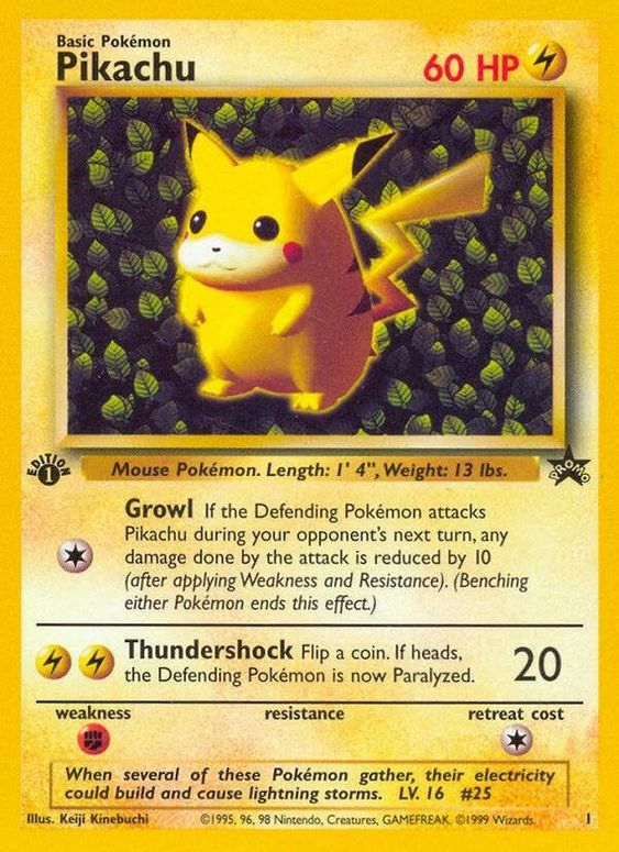 Pikachu (1) (1st Edition Misprint Promo) [Wizards of the Coast: Black Star Promos] | Exor Games Dartmouth