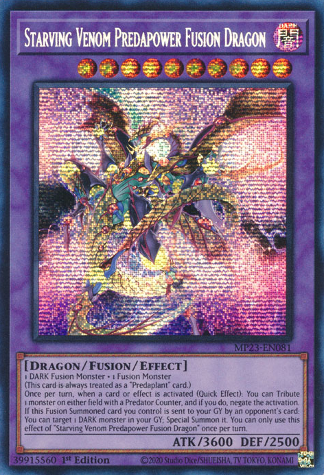 Starving Venom Predapower Fusion Dragon [MP23-EN081] Prismatic Secret Rare | Exor Games Dartmouth