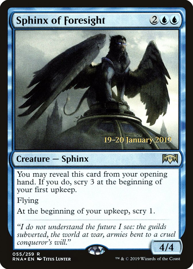 Sphinx of Foresight [Ravnica Allegiance Prerelease Promos] | Exor Games Dartmouth