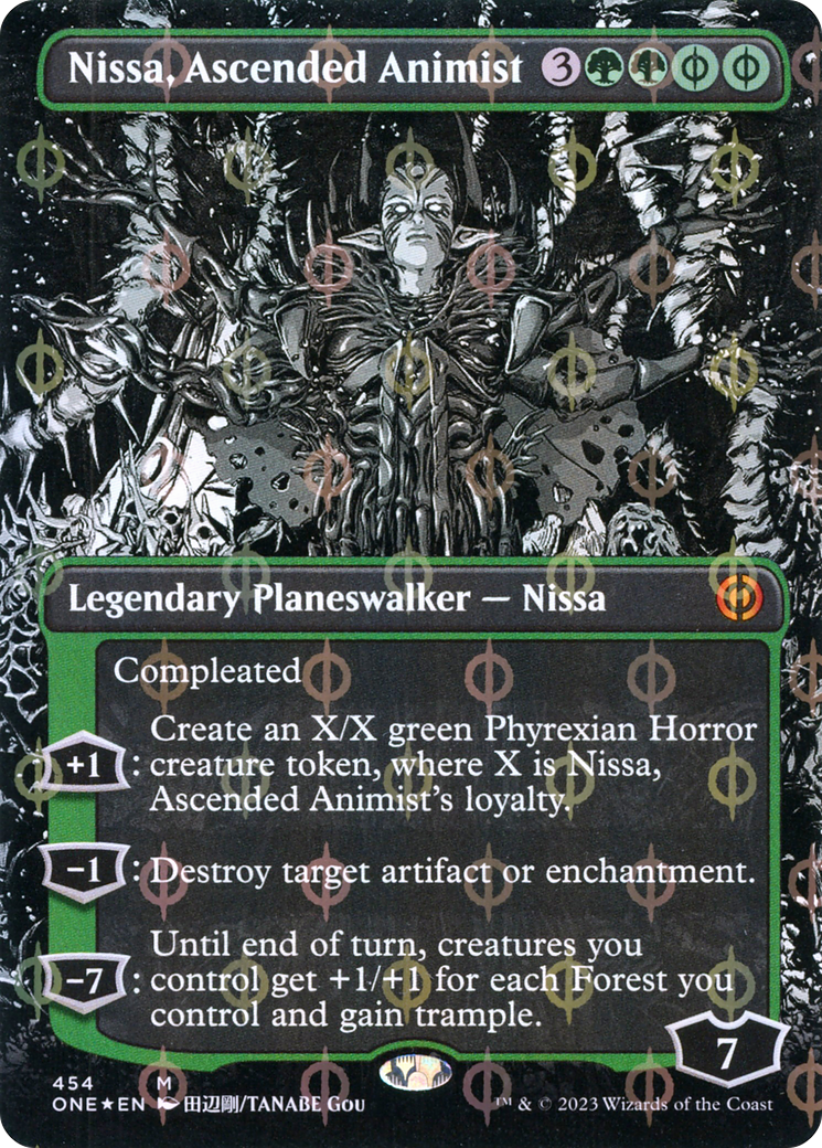 Nissa, Ascended Animist (Borderless Manga Step-and-Compleat Foil) [Phyrexia: All Will Be One] | Exor Games Dartmouth