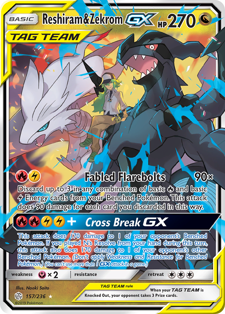 Reshiram & Zekrom GX (157/236) [Sun & Moon: Cosmic Eclipse] | Exor Games Dartmouth