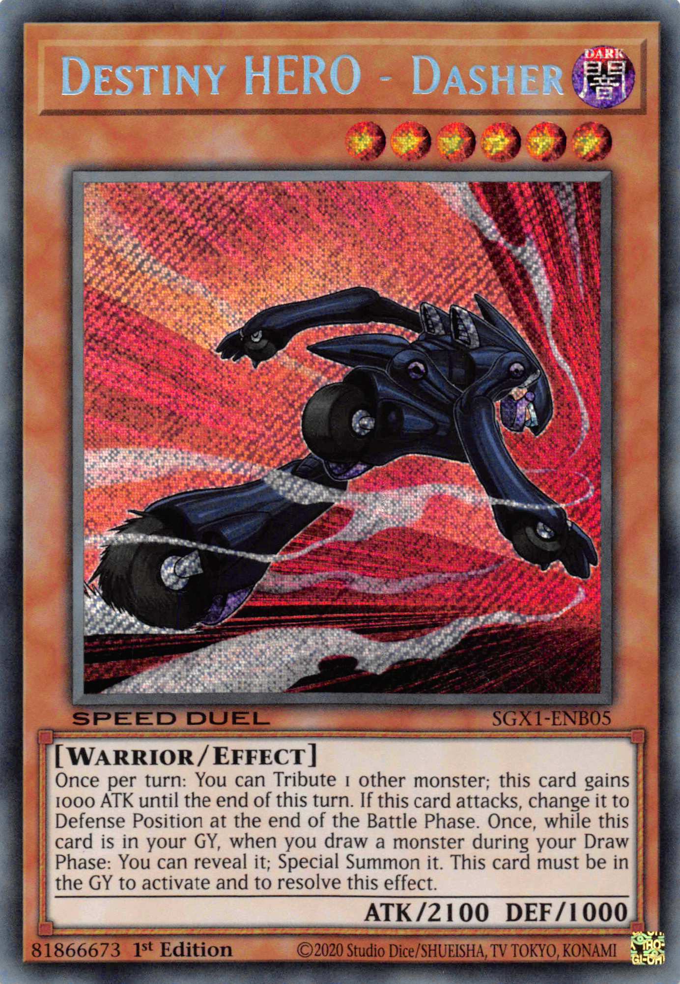 Destiny HERO - Dasher [SGX1-ENB05] Secret Rare | Exor Games Dartmouth