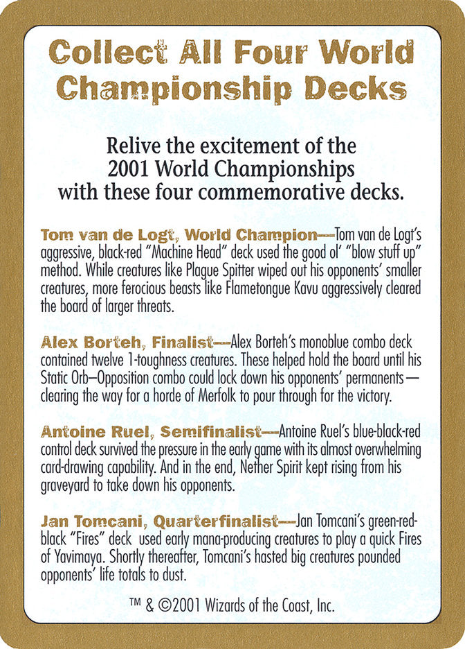 2001 World Championships Ad [World Championship Decks 2001] | Exor Games Dartmouth