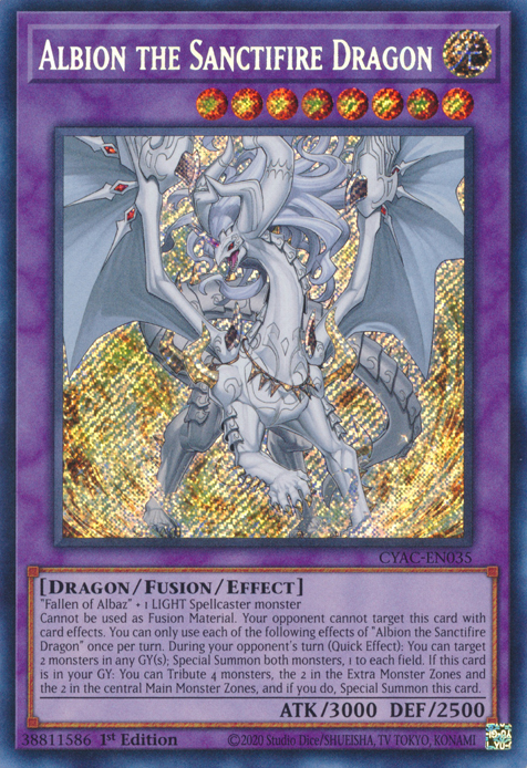 Albion the Sanctifire Dragon [CYAC-EN035] Secret Rare | Exor Games Dartmouth